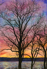 Winter Sunset By The Lake