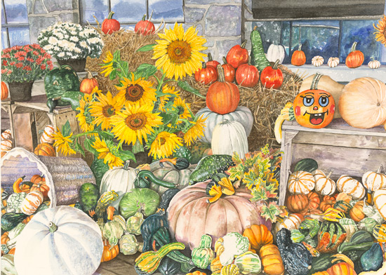 Pumpkins, Gourds and Sunflowers